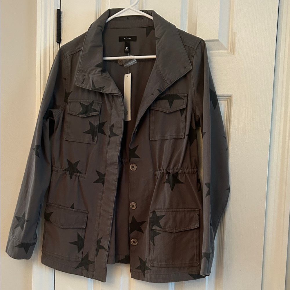 Aqua Star-Patterned utility Jacket